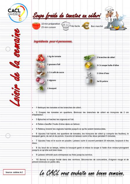 Soupe froide de tomates au celeri